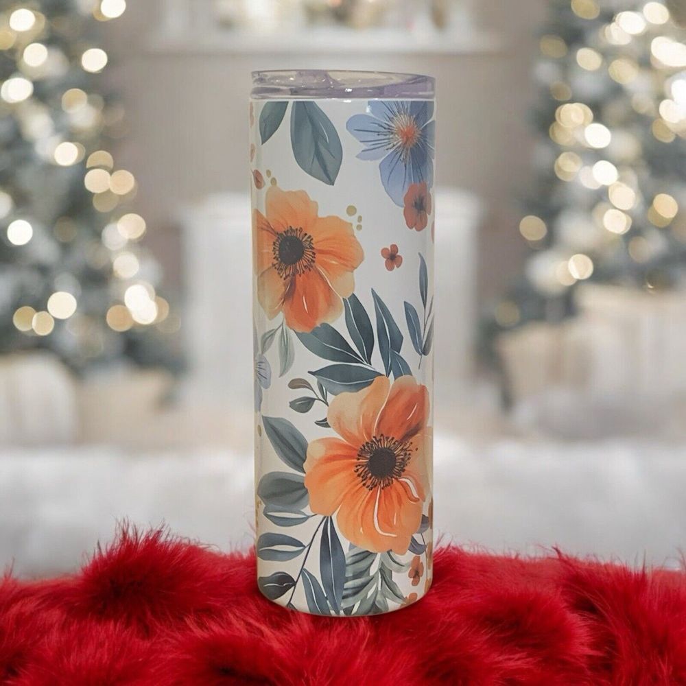 Vibrant Floral 20 oz Skinny Tumbler CUSTOM MADE